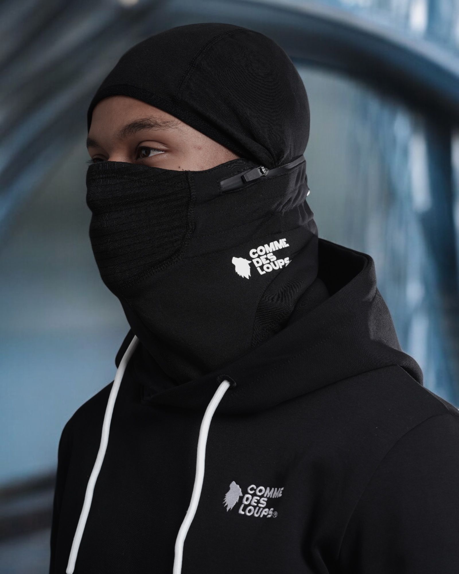 Cagoule avec zip Noir COMME DES LOUPS
