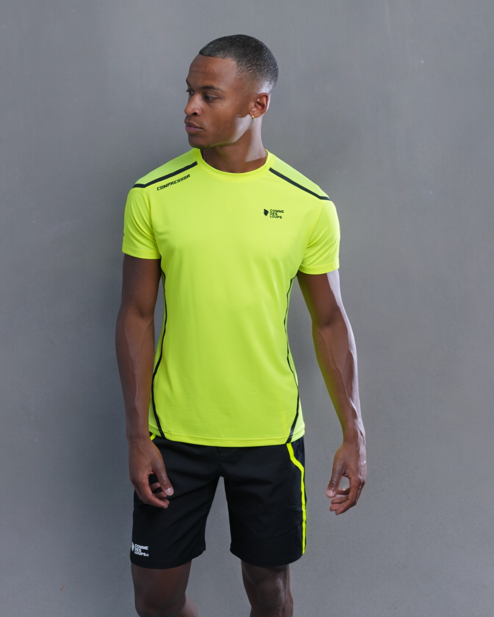 Ensemble Short T-Shirt Compressor Fluo Noir