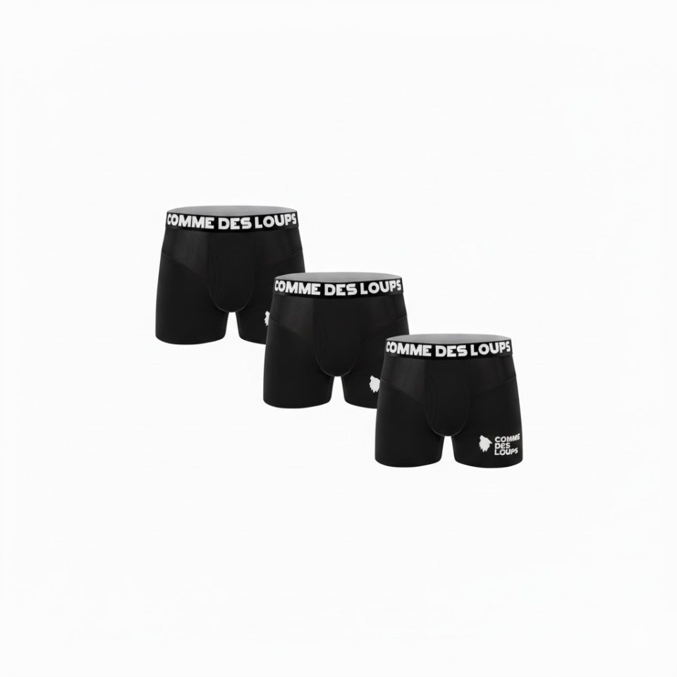 LOT DE 3 BOXERS AVEC MESH EN MICROFIBRE NOIR