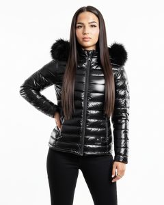 Doudoune Chauffante Capuche Femme Victoria Noir shiny