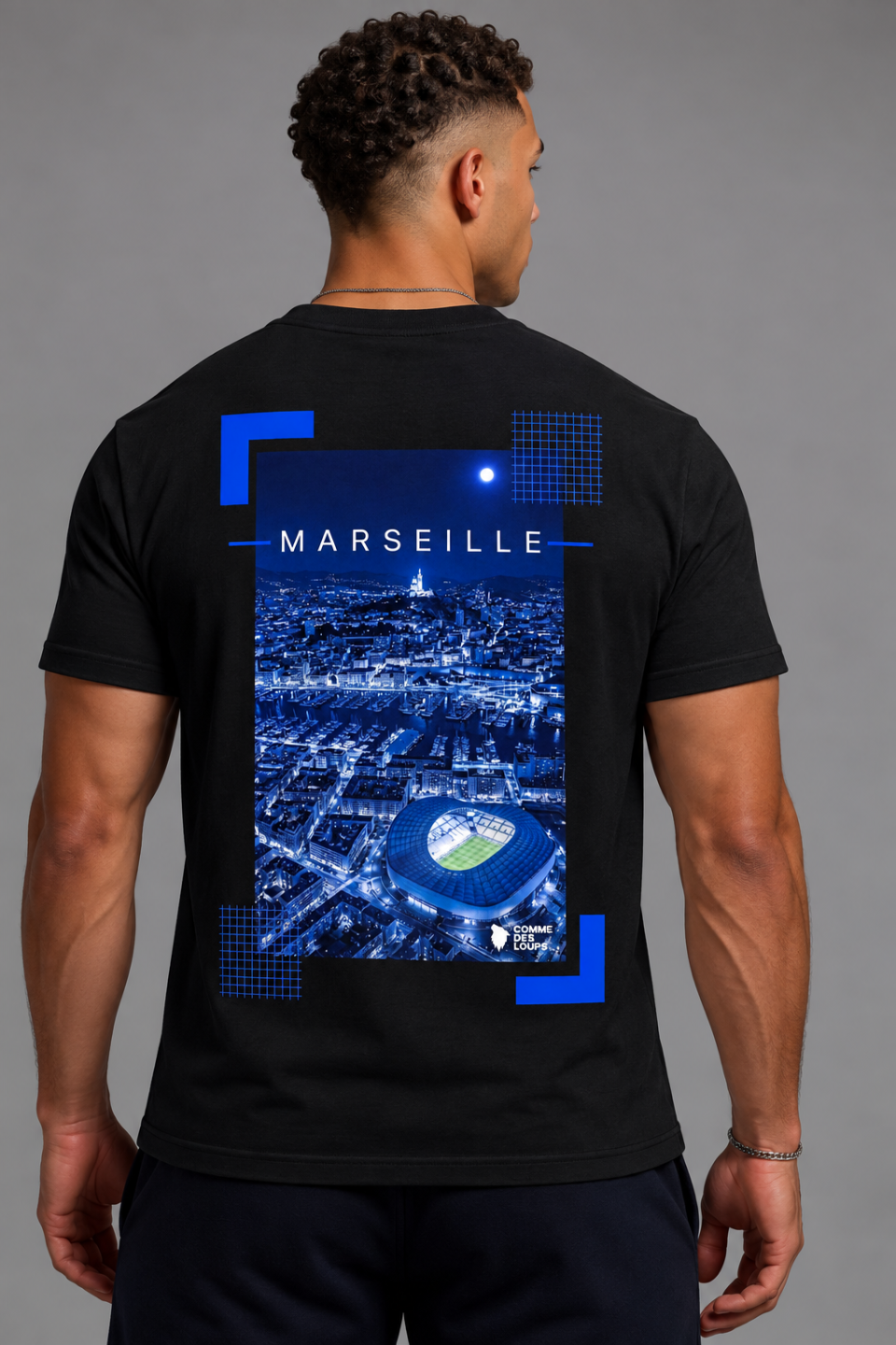TEE-SHIRT STADIUM MARSEILLE COMME DES LOUPS Noir